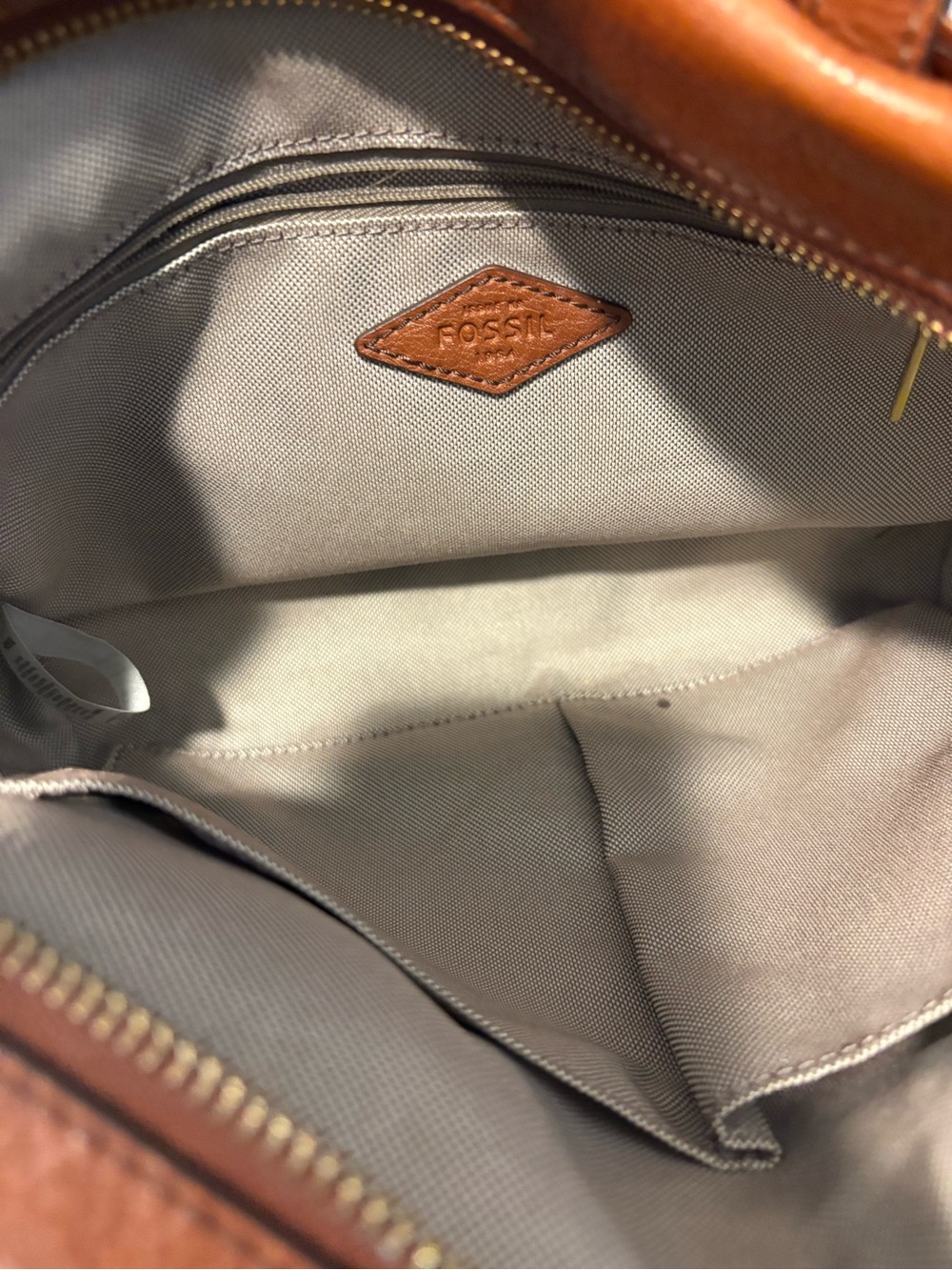 Fossil Cognac Leather Satchel with Removable Strap - Picture 3 of 4